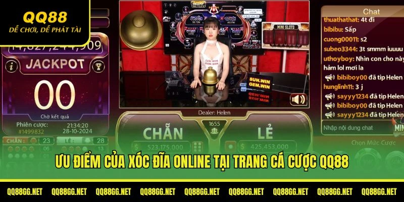 Ưu điểm của xóc đĩa online tại trang game QQ88